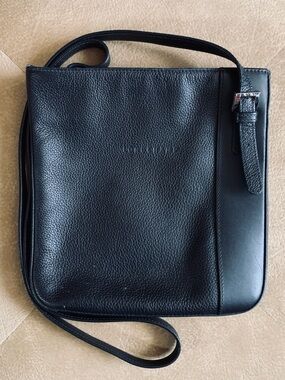 LONGCHAMP Black Leather Crossbody Bag